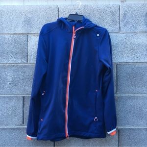 BMW Golfsport Hooded Jacket Zip Up Long Sleeve Zipper Pockets Blue Size X-Large